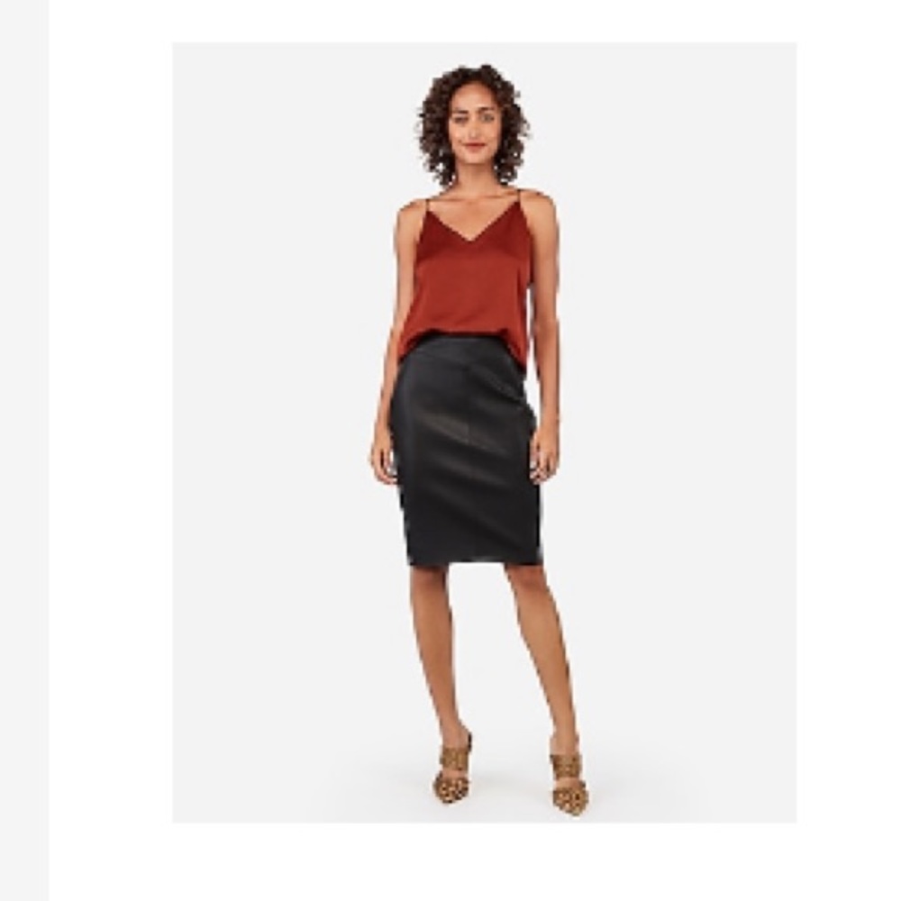 NWOT Express Vegan Leather Seamed Pencil Skirt